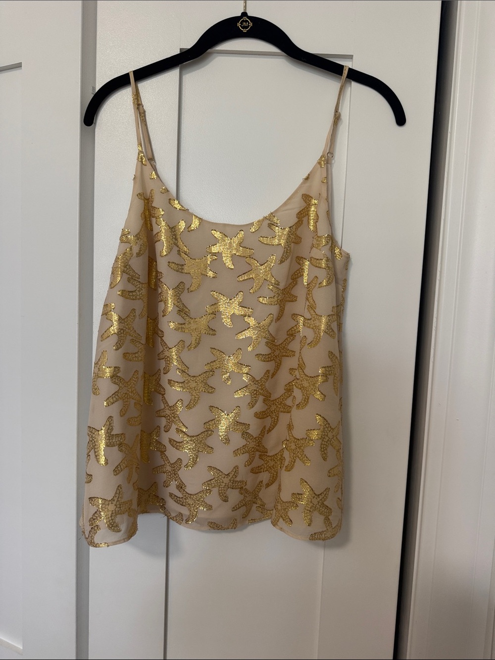 Lilly Pulitzer Ivory & Gold Cami with Gold Starfish Print